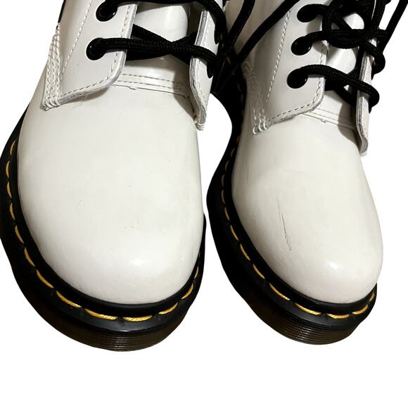 Dr. Martens 1460 Patent Leather White Combat Boots Women's Size 6 - Picture 3 of 8